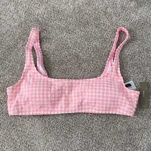 Pink gingham swim top